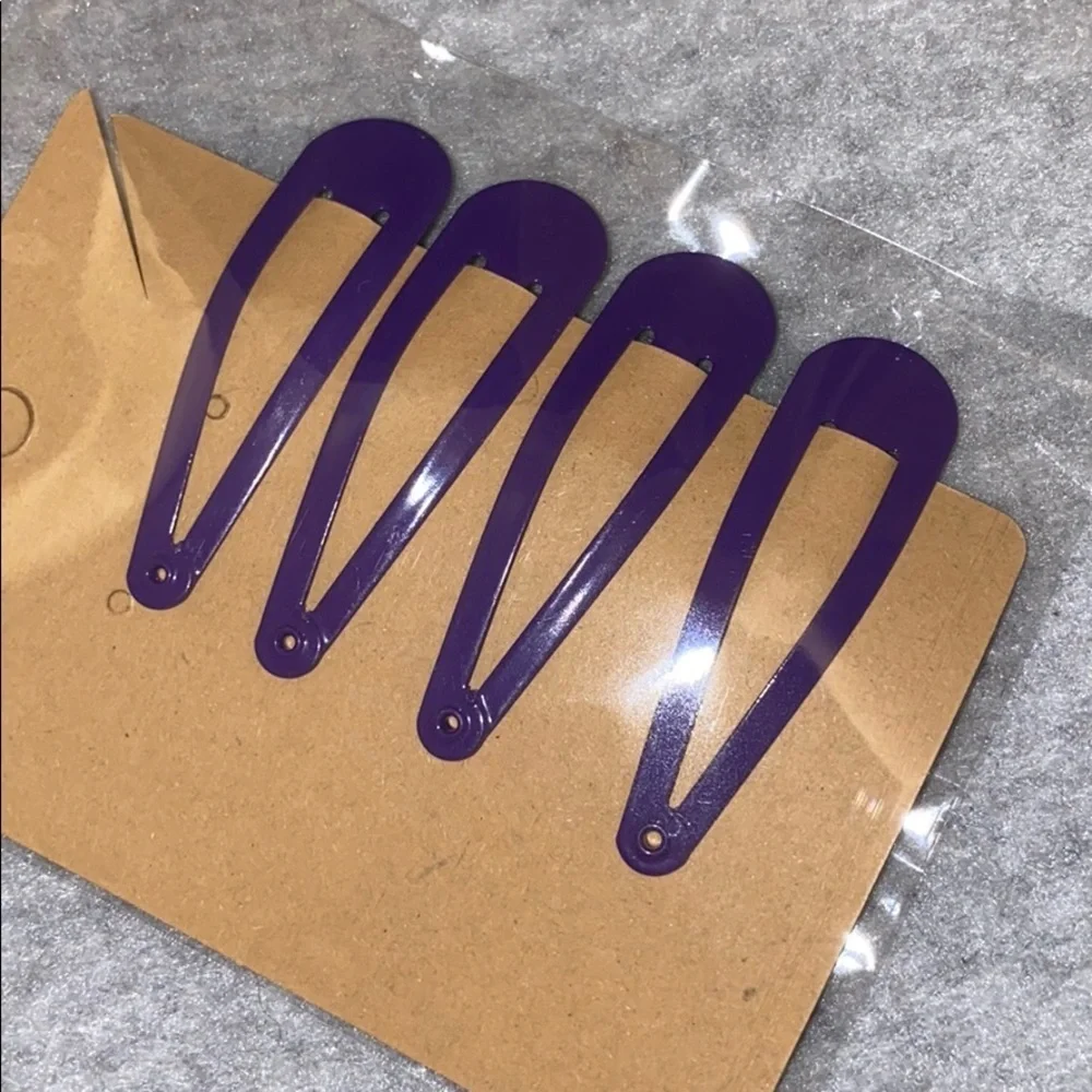 4ct Metal Snap Hair Clips, Purple